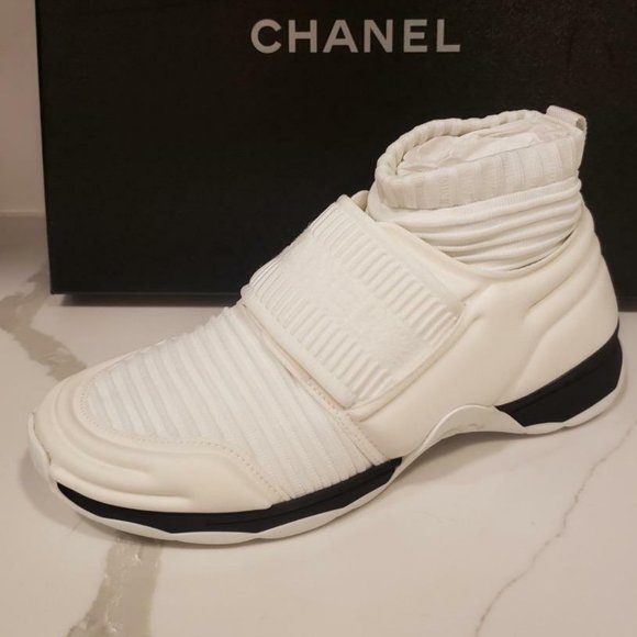 CHANEL 17B Stretch Fabric Sneakers Kicks Shoes - Picture 1 of 10